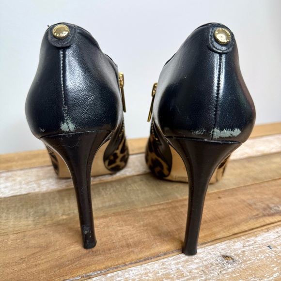 Michael Kors Black and Leopard Heeled Boots Size 7 Women’s - Picture 6 of 16